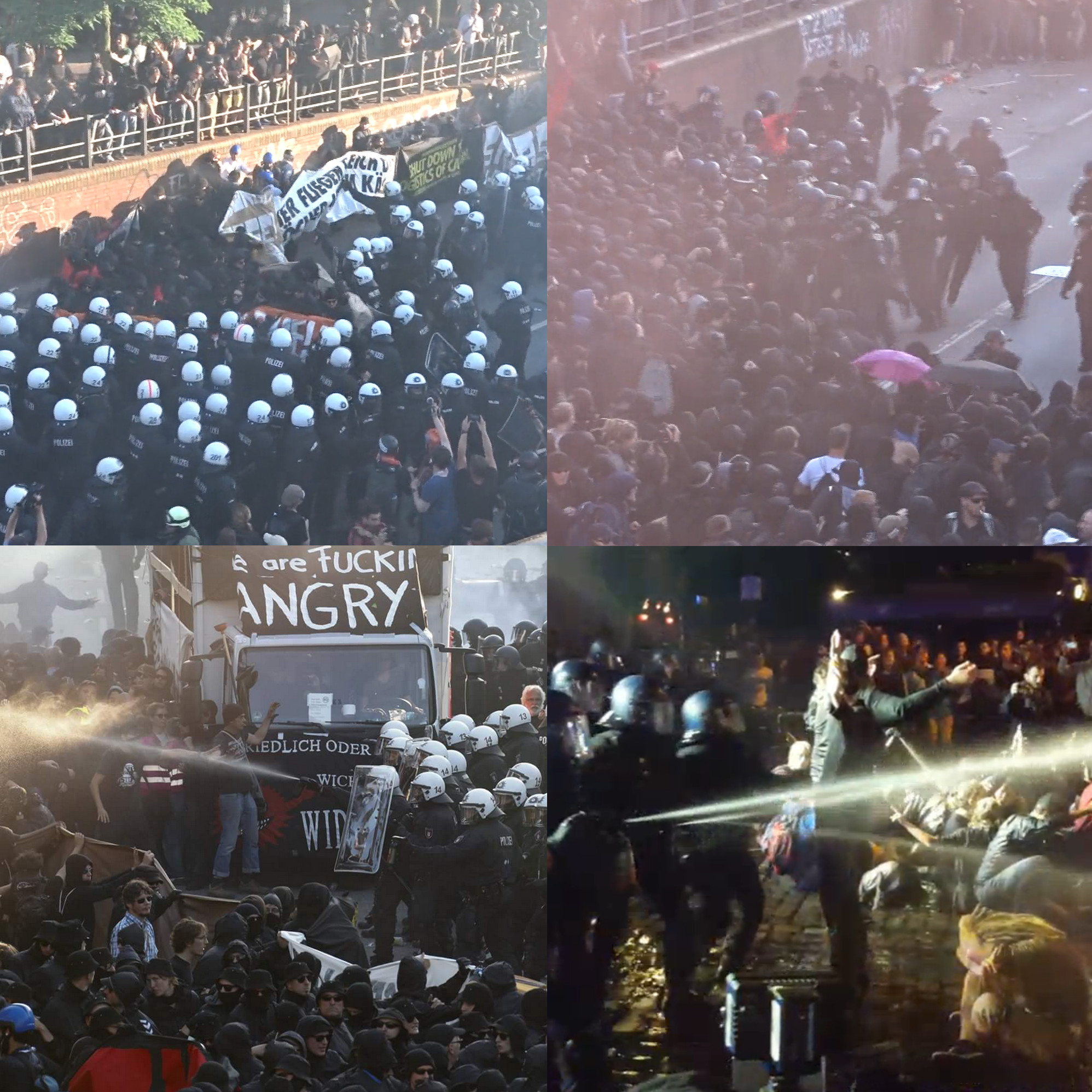 Foto's van het politiegeweld tijdens de G20 in Hamburg.
