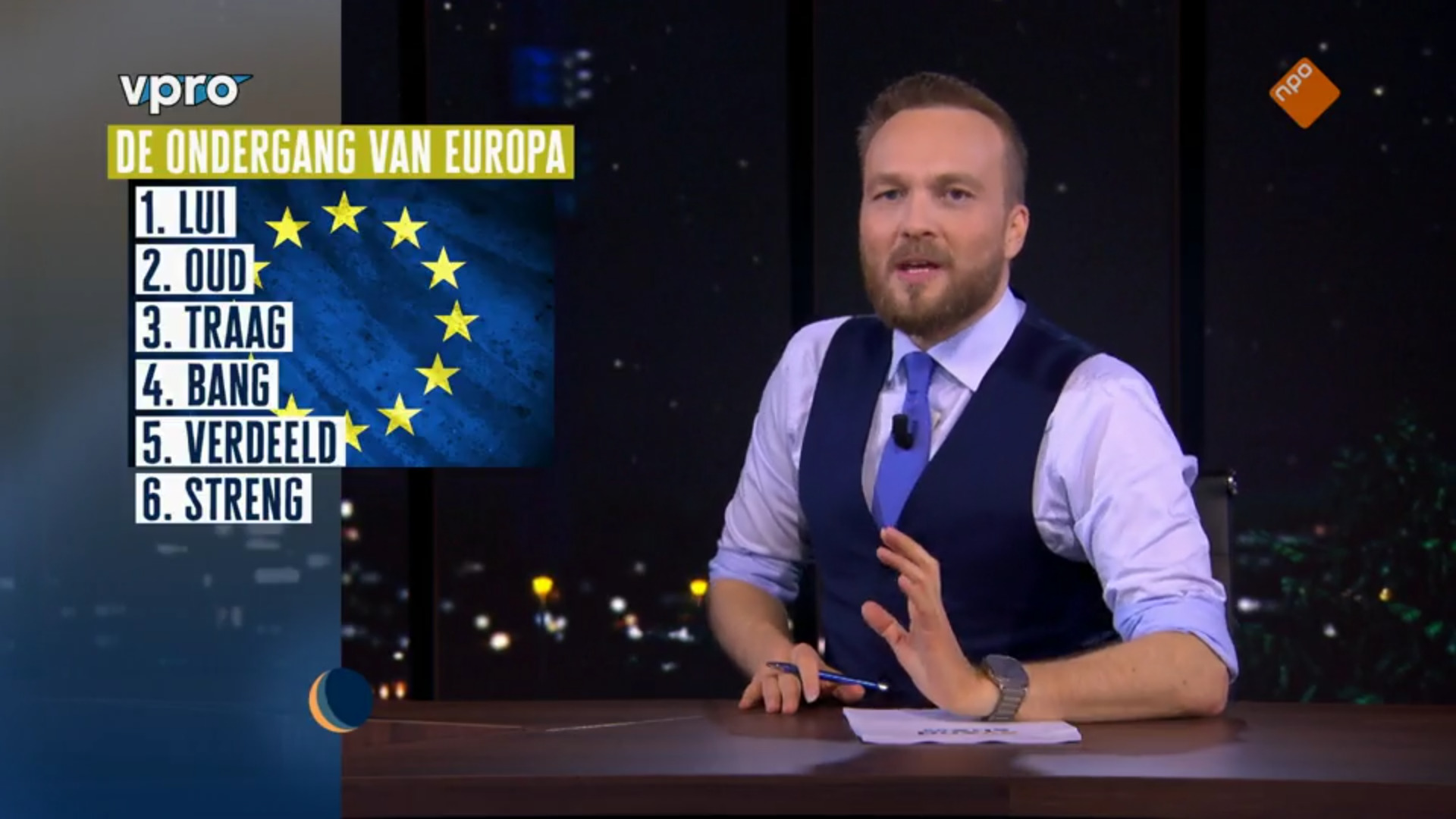 Screenshot van het item De Ondergang van Europa tijdens De Avondshow met Arjen Lubach